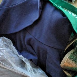 Lark & Ro Short Sleeve Ruffled Hem Ponte Shift Dress Midnight Navy Blue sz 4